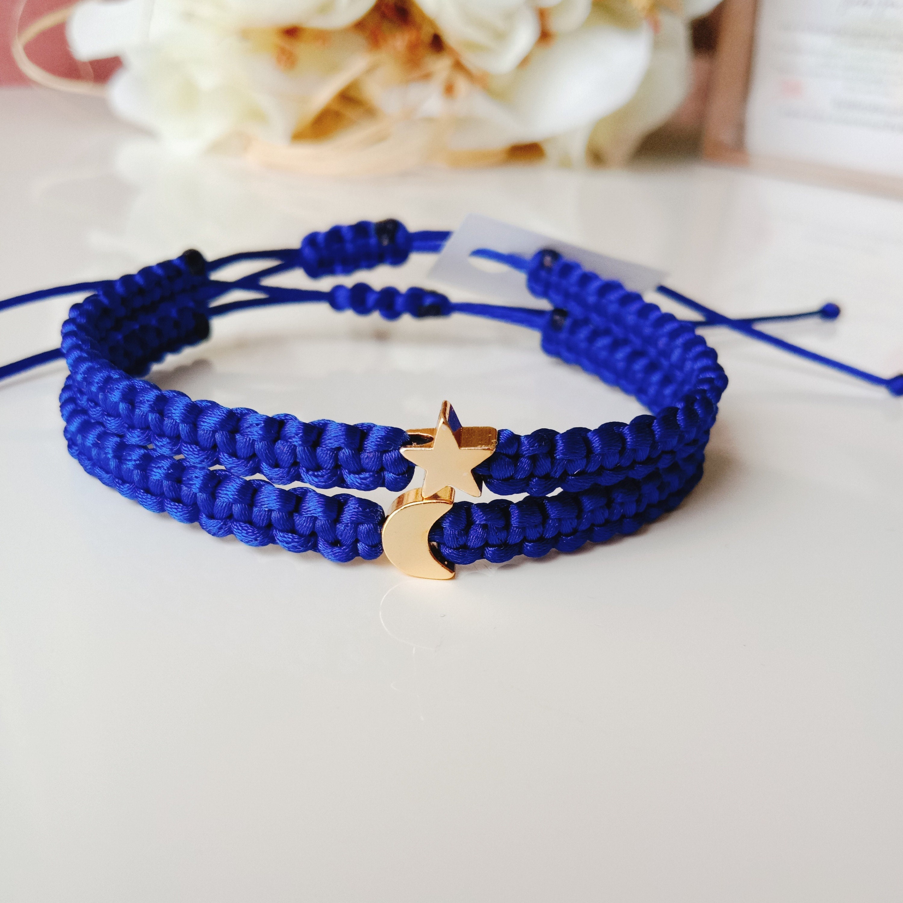 Customizable Star Moon Rope Bracelets: Couple's Matching Jewelry Set - Etsy