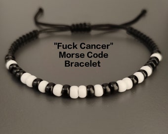 F*CK CANCER Morse Code Bracelet, Morse Code Cancer Bracelet Jewelry for Cancer Patient, Inspirational Bracelet, Secret Message Bracelet Gift