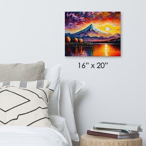 Serene Mountain Sunset. Vibrant Colorful Oil Painting Nature Landscape ...
