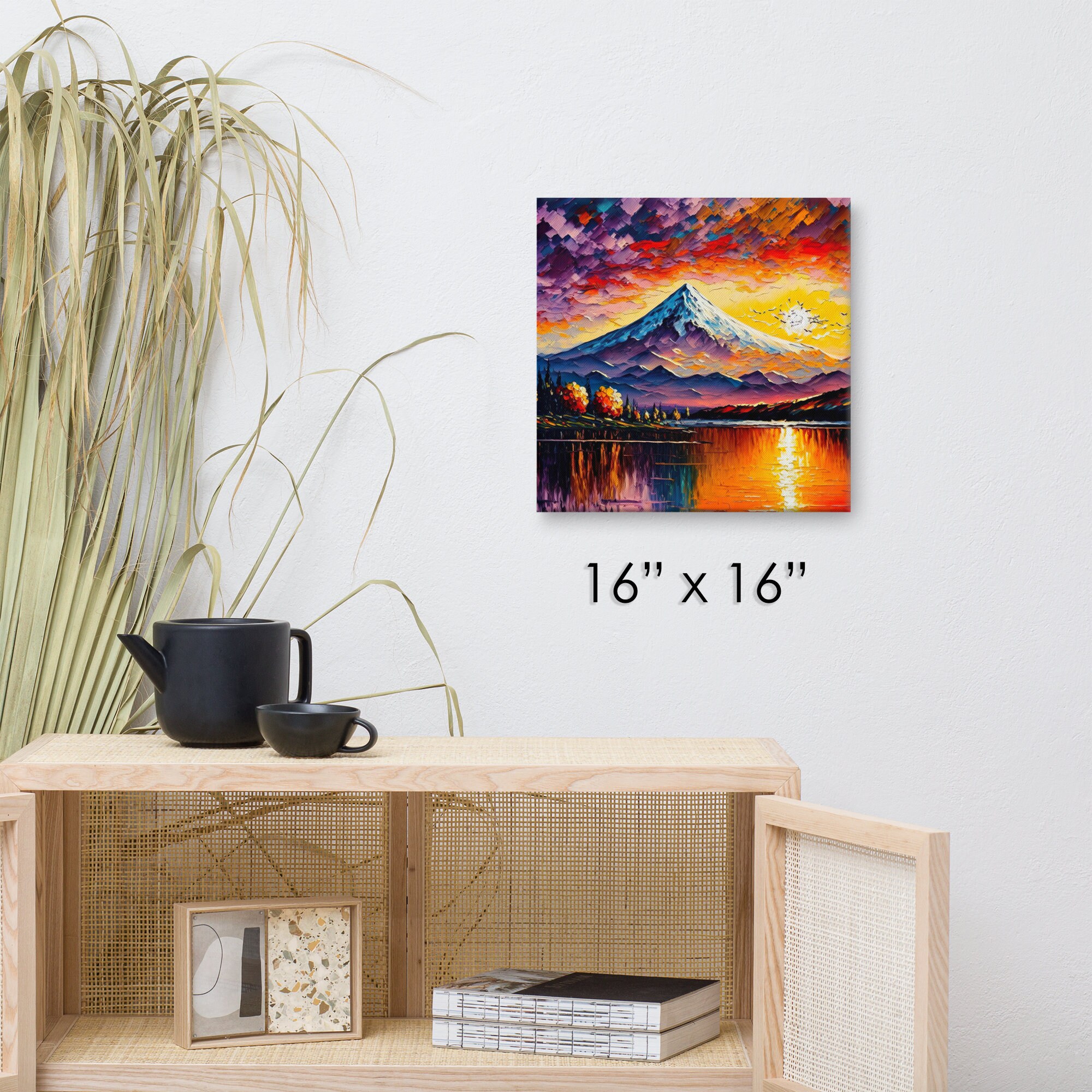 Serene Mountain Sunset. Vibrant Colorful Oil Painting Nature Landscape ...