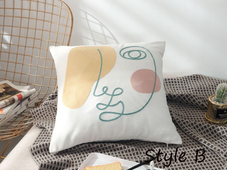 Minimalist Morandi Line Art Throw Pillow, Abstract Cushion Case, Matisse Pillow Cover, Modern Pillow Cases, 3D Decorative Pillow Case Gifts Style B
