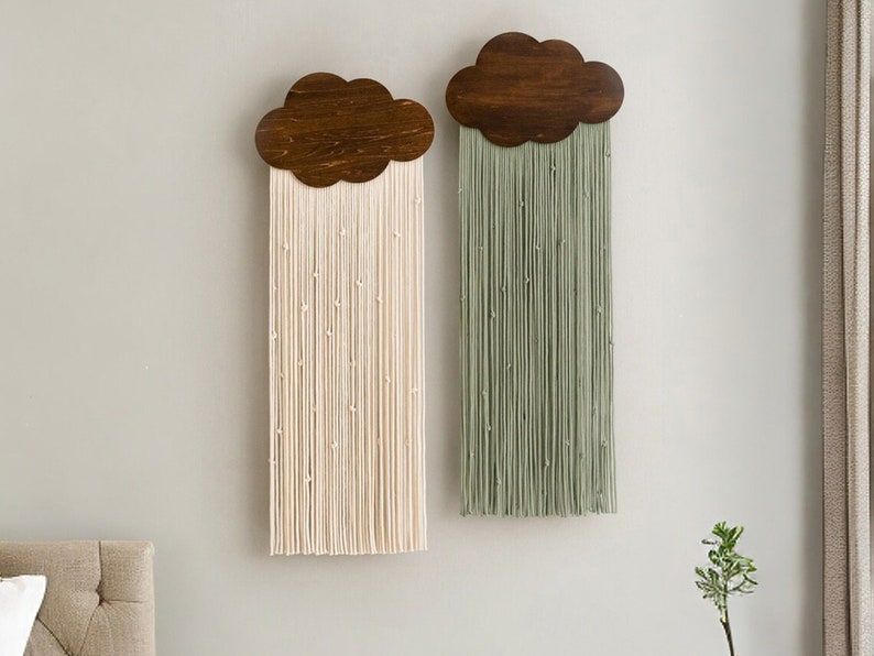 Macrame Wall Hanging, Japandi Wall Art, Scandinavian Decor, Cloud Shape