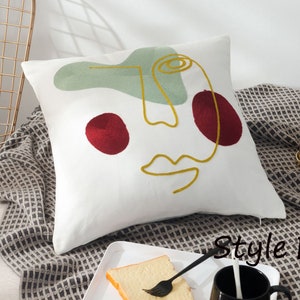Minimalist Morandi Line Art Throw Pillow, Abstract Cushion Case, Matisse Pillow Cover, Modern Pillow Cases, 3D Decorative Pillow Case Gifts Style D