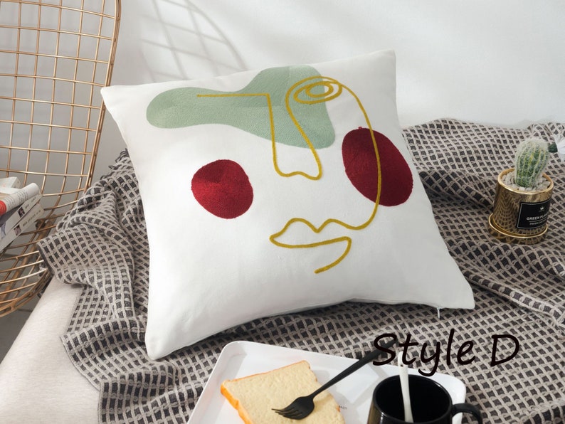 Minimalist Morandi Line Art Throw Pillow, Abstract Cushion Case, Matisse Pillow Cover, Modern Pillow Cases, 3D Decorative Pillow Case Gifts Style D