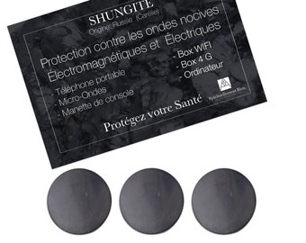 Lot de  plaques de Shungite noire - pierre naturelle de protection anti ondes électromagnétiques pour vos téléphone, wifi,