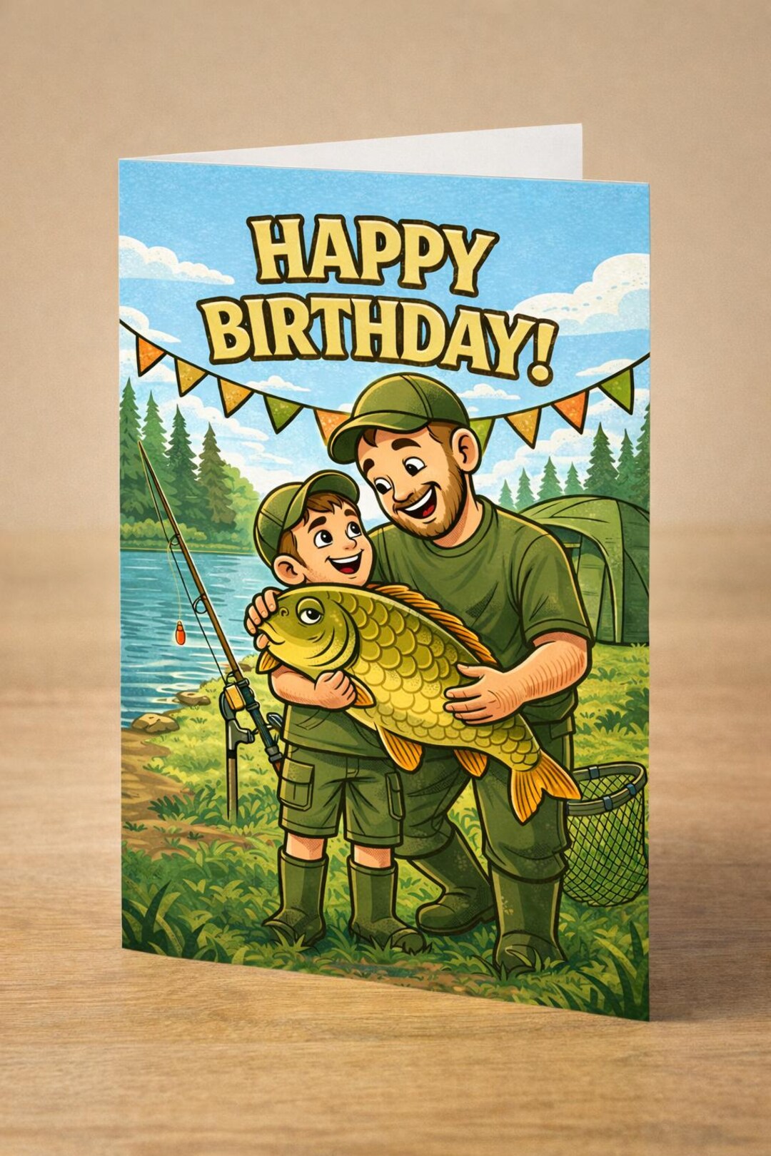 Funny Carp Fishing Birthday Card | Father & Son Anglers (digital ...