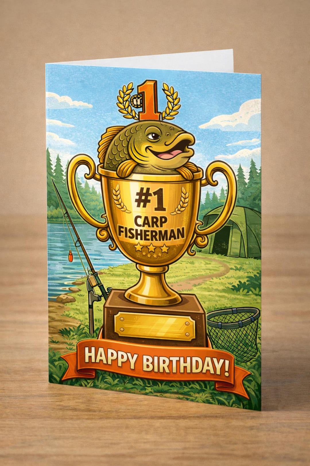 Funny Carp Fishing Birthday Card | Angler Trophy (digital Download) - Etsy