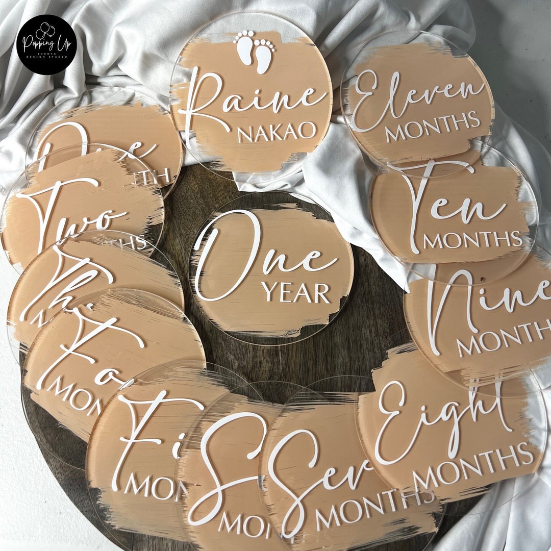 Acrylic Baby Monthly Milestones Newborn Birth Announcement Newborn ...