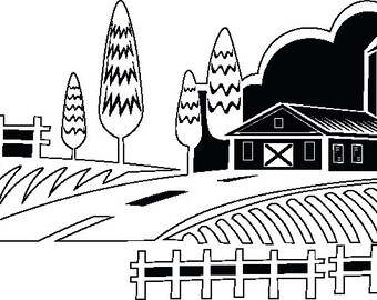 Farmhouse Design File - SVG File - CNC Routing - CNC Plotting