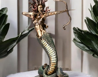 Medusa Statue with Arrow - Mythical Home Decor, Greek Mythology Collectible, Sculptural Art Piece