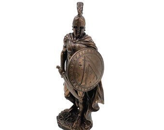 King Leonidas Statue: Hand-Painted Bronze Spartan Warrior Figurine