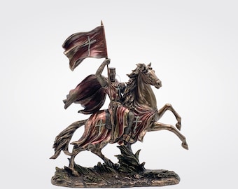 Crusader Knight Statue. Medieval Knight Figurine.