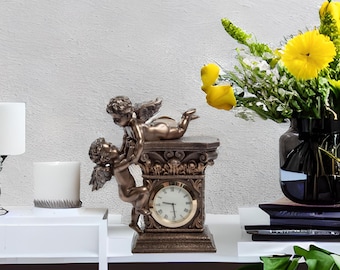 Cherub Mantle Clock, Art Deco Style