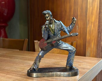 Elvis Presley Statue, Retro Rock 'n' Roll Figurine, Collectible Music Icon Decor