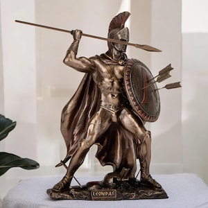 Hand-Painted Leonidas Statue: Cold Cast Resin Spartan King Figurine