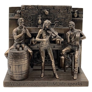 Irish Pub Musicians Figurine: Bronzed Resin Sculpture