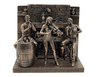 Irish Pub Musicians Figurine: Bronzed Resin Sculpture