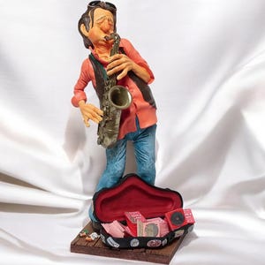 Hand-Painted Saxophone Player Figurine: Street Musician Statue (40CM)