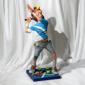 Padel Spieler Figur. Einzigartiges Sportdekor. Handgemachtes Geschenk für Padel Liebhaber. Trophäe & Sammlerstück. Padel Spieler Figur