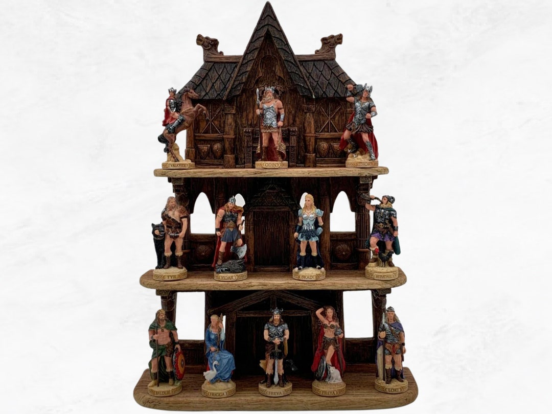 12 Nordic Gods Figurine Set With Display Stand. Odin Thor Etsy