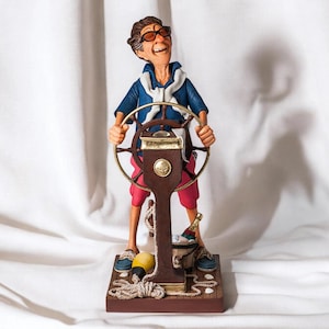 Yacht Captain Figurine: Hand-Painted Sandstone Resin Sailor Decoration