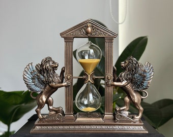Reloj de arena de león alado: bronce fundido en frío, temporizador de  minutos
