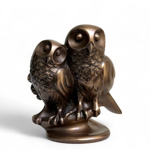 Tiny Owl Figurine, Pair of Owls Decorative Sculpture, Elegant Tabletop or Shelf Decor