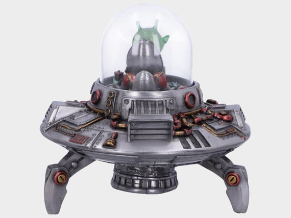 UFOの中のLEDエイリアンフィギュア：手描きの砂岩樹脂製SF装飾 - Etsy 日本