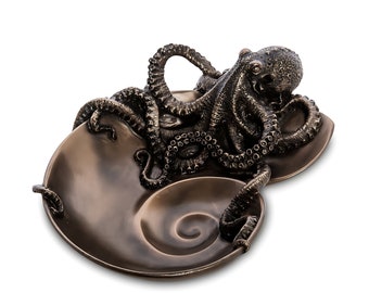 Spiral Shell Octopus Tray: Bronze Nautical Decor