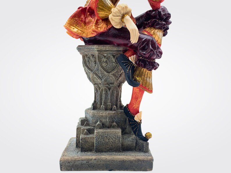 The Female Jester Figurine, Statue of Jester With Red Costume Etsy