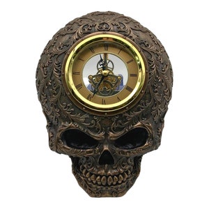 Skeleton Skull Wall Clock - Gothic Home Decor, Unique Horror Art, Spooky Skeleton Wall Clock, Halloween Decoration, Skull Clock Gift