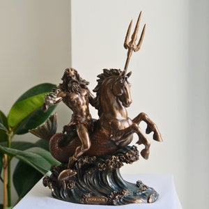 Estatua de Poseidón, escultura de mitología griega, decoración gótica del hogar