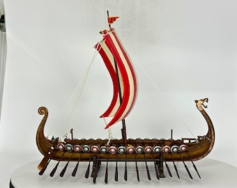 Drakkar Viking Ship Model, Wooden Viking Boat, Scandinavian Decor, Mythology Figurine Gift