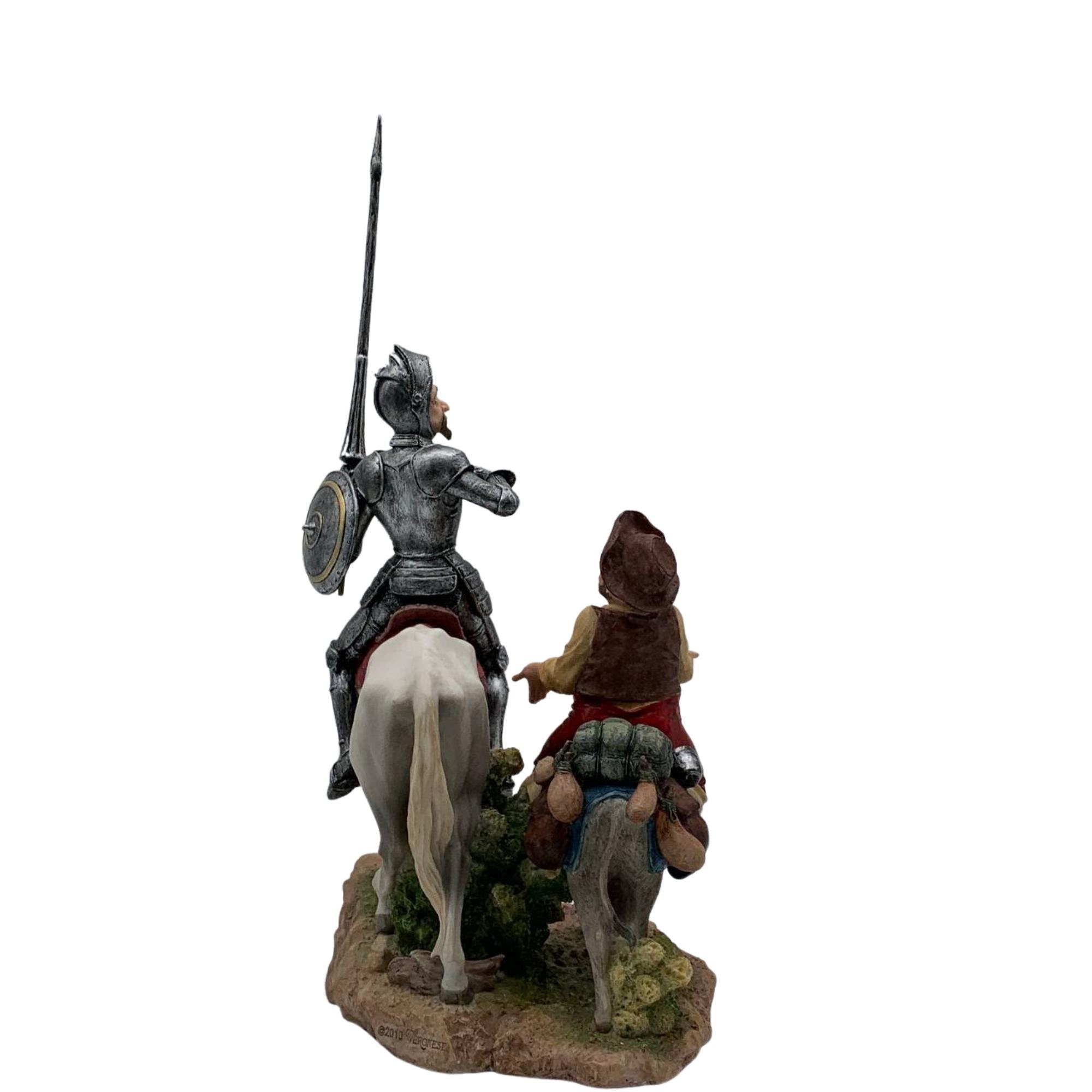 ドン・キホーテとサンチョ・パンサの像：大理石の粉末ミックス、手描き