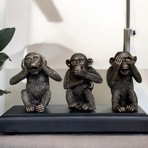 Three Wise Monkeys Resin Statue: See No Evil Home Decor