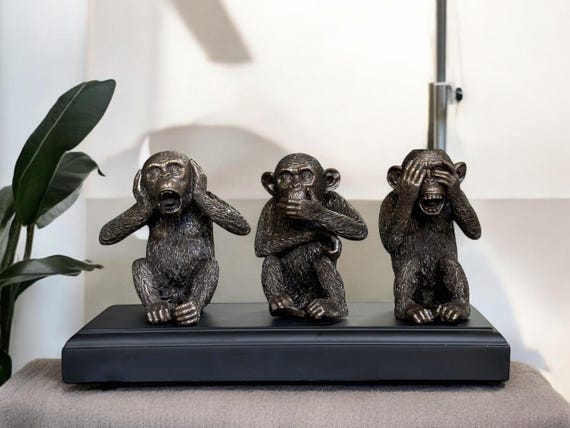 Three Wise Monkeys Resin Statue: See No Evil Home Decor - Etsy