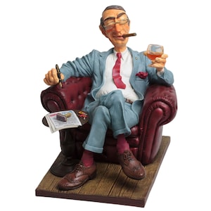 Funny Boss Figurine - Cigar Lover Office Decor - Businessman Caricature Sculpture - Executive Desk Gift - Father’s Day Gift Idea