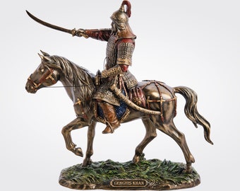 Genghis Khan Statue on Horse. Mongolian Warrior Statue.