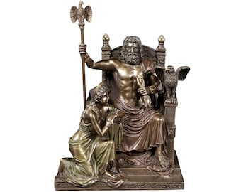 Zeus & Hera Bronzed Statue: Greek Mythology Decor