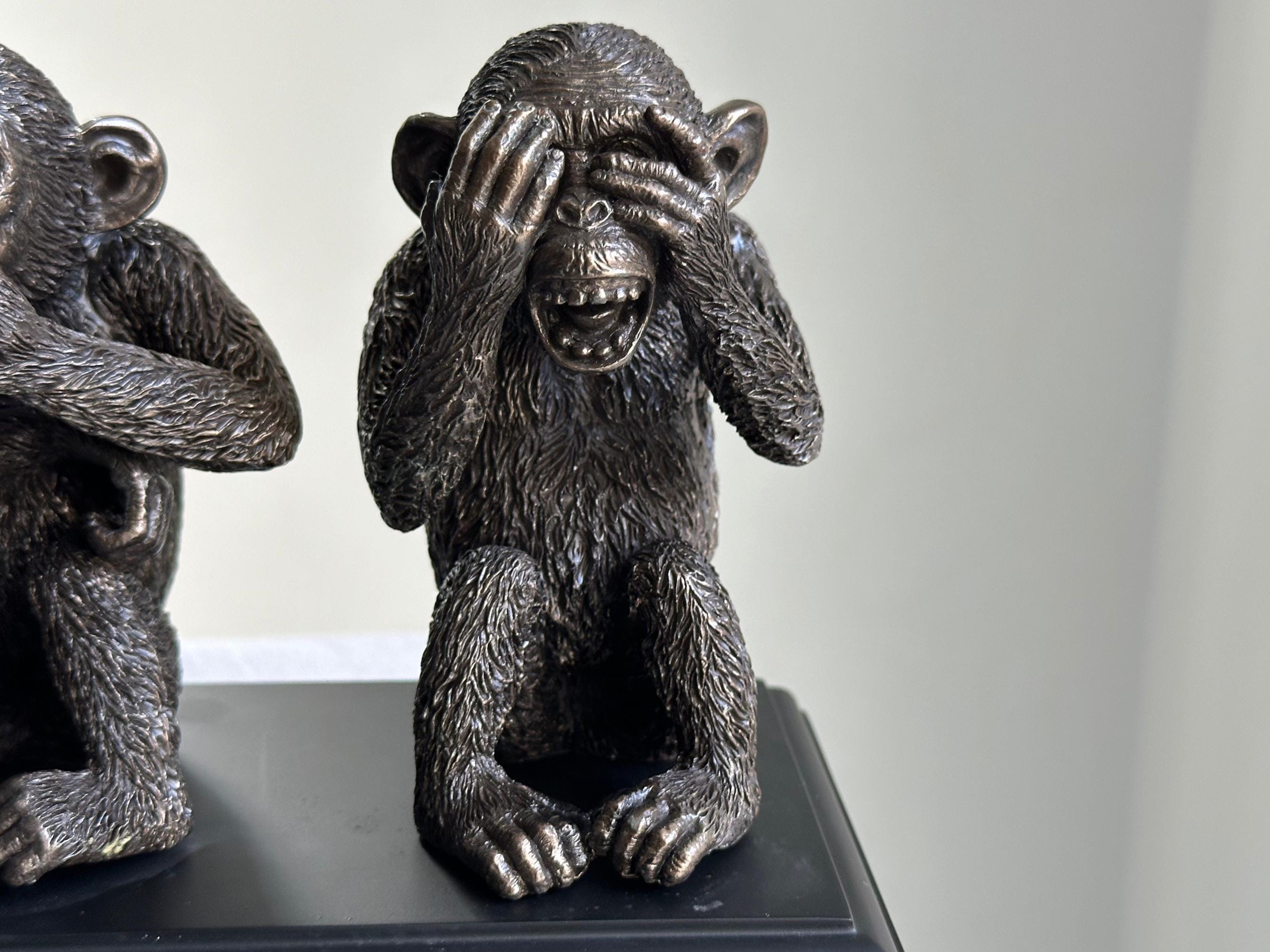 Three Wise Monkeys Resin Statue: See No Evil Home Decor - Etsy