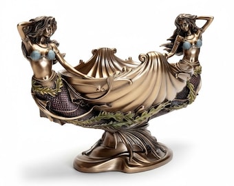 Art Nouveau Mermaid Centerpiece, Bronze Home Decor Sculpture