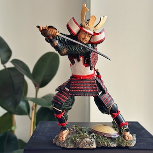 Japanes Samurai Warrior Figurine. An Armored Armed Samurai Statue