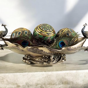 Peacock Design Bronze Fruit Bowl: Decorative Kitchen Centerpiece