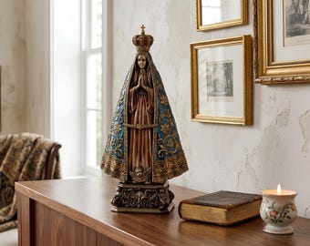 Our Lady of Aparecida Statue, Virgin Mary Religious Figurine, Home Altar Sculpture