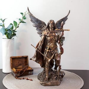 Archangel St. Gabriel Figurine with Staff & Trumpet | Biblical Angel Decor for Home
