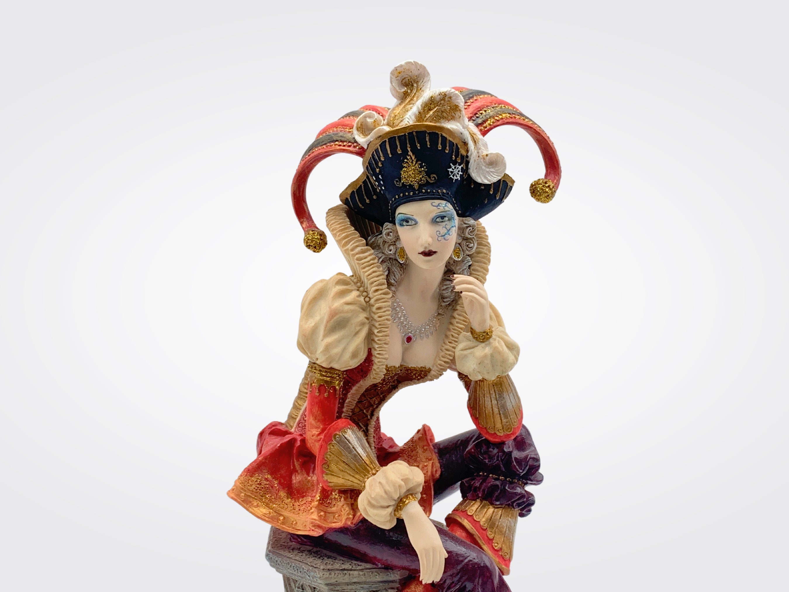 道化師の置物 約55cm 女道化師の置物、赤い衣装を着た道化師の像 - Etsy 日本