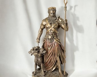 Hades och Kerberus-staty: Grekisk mytologi bronsfigur i harts