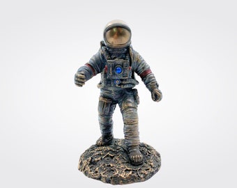 Astronaut Statue Over The Moon, Hand Painted Colorful