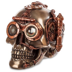 Steampunk Skull Figurine with Trinket Box