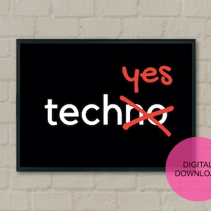 Techno TechYES | Techno Musik Drucke | Wandbild, Rave Poster, Rave Print